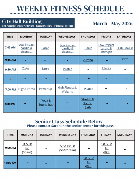 City Hall Weekly Fitness Schedule