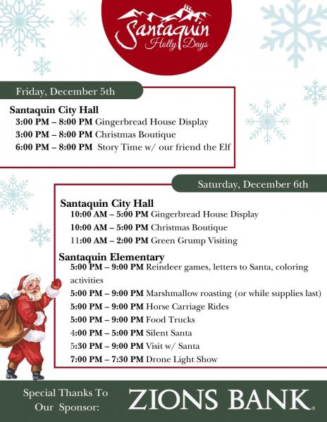 Holly Days Schedule