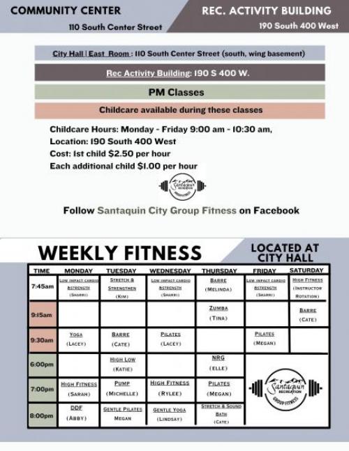 Fitness Schedule - winter 2025
