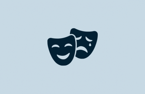 Blue banner image with theater icon for a youth drama club