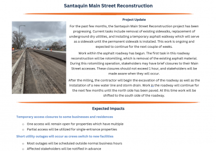Main Street Reconstruction Update