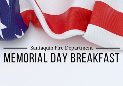 Close-up image of a folded American flag draped across the top of the graphic with red, white, and blue fabric details visible. 