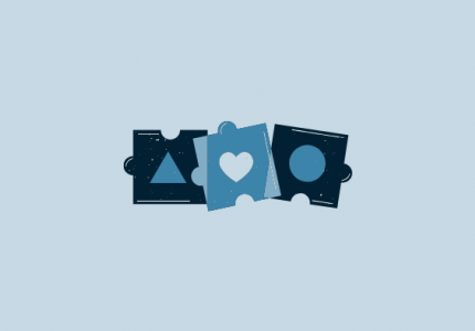 Blue banner image with 3 simple puzzle pieces for a preschool class