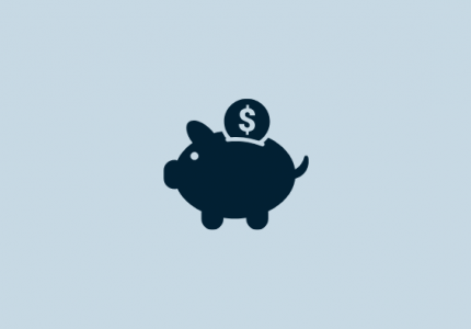 Blue banner image with piggy bank icon for budgeting class