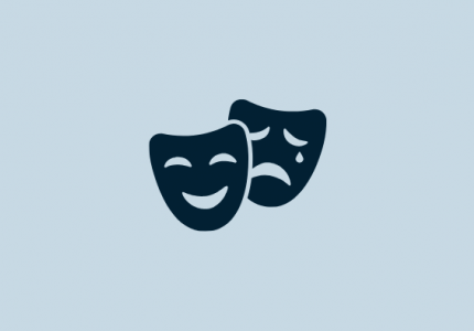 Blue banner image with theater icon for a youth drama club
