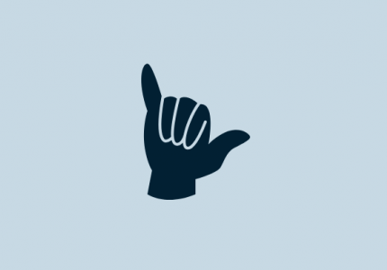 Blue banner with hand icon for kids ASL class