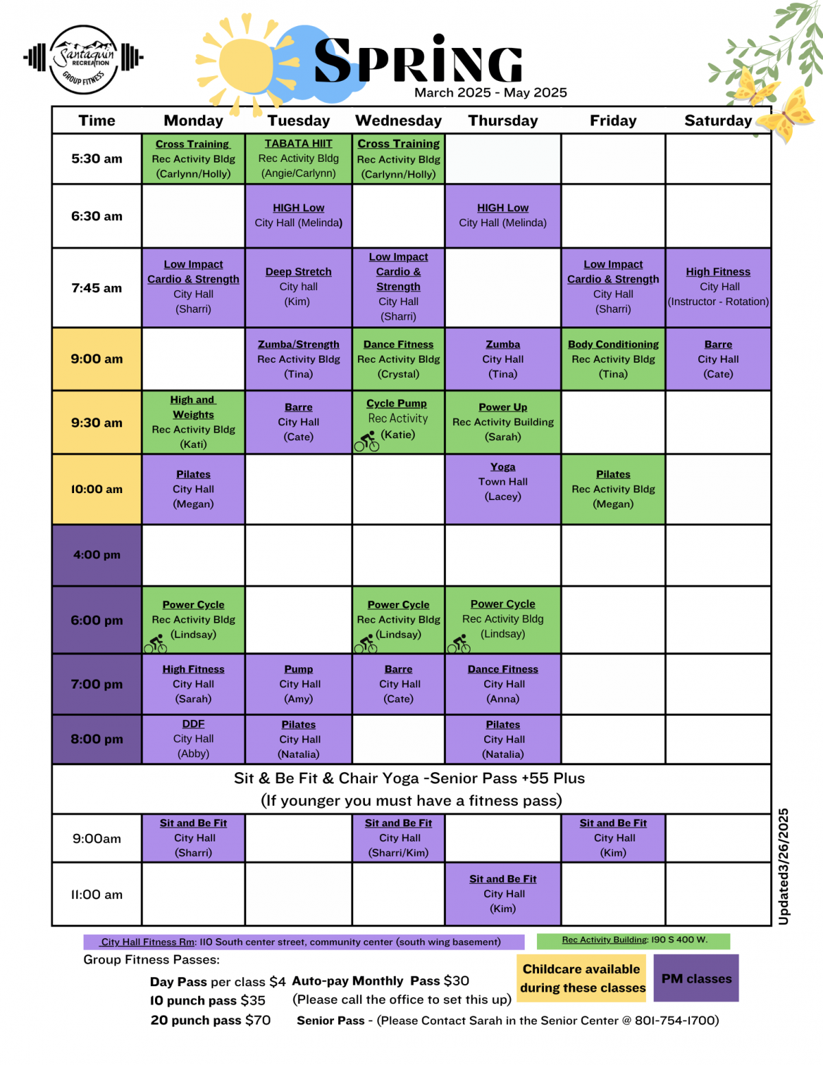 Fitness Schedule