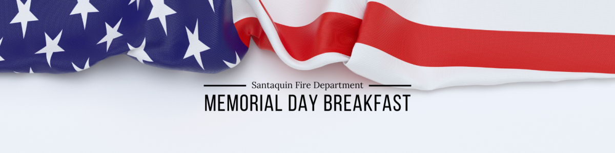 Close-up image of a folded American flag draped across the top of the graphic with red, white, and blue fabric details visible. 