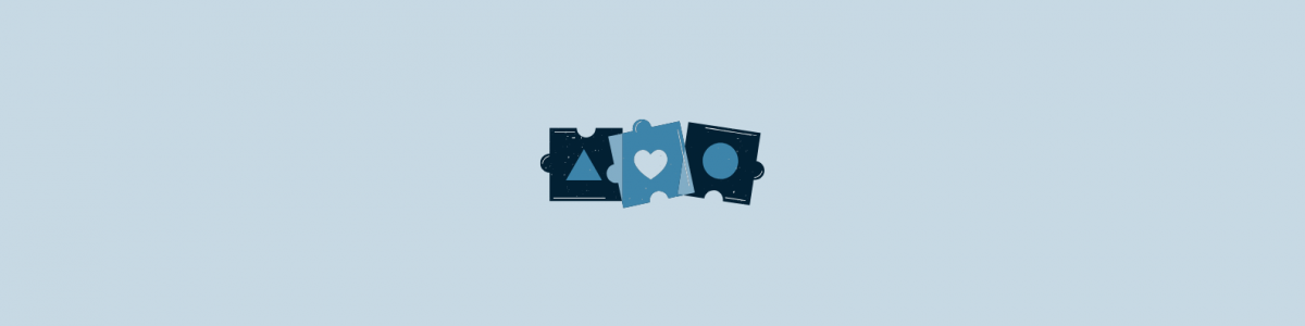 Blue banner image with 3 simple puzzle pieces for a preschool class