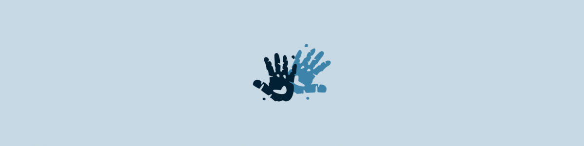 Blue background with 2 blue kid hand prints