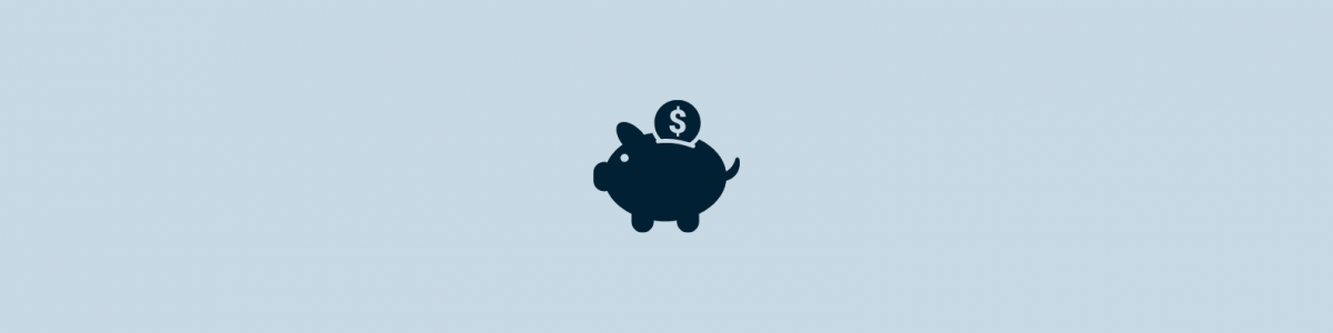 Blue banner image with piggy bank icon for budgeting class