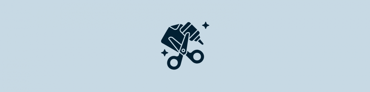 Blue banner image with craft icon for a kids crafting class