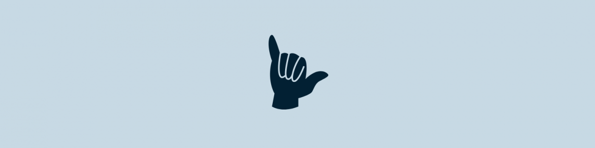 Blue banner with hand icon for kids ASL class